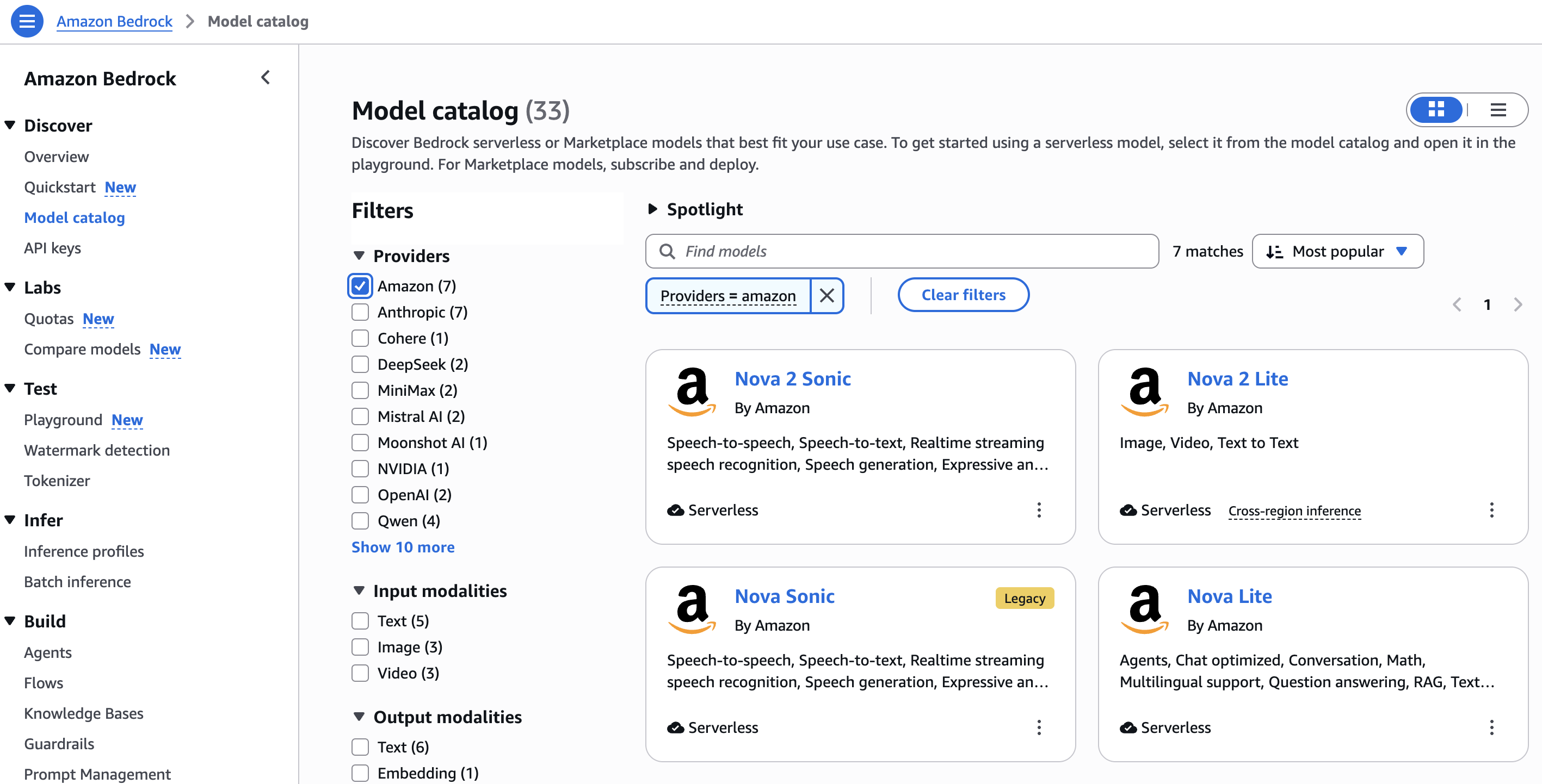 Amazon Bedrock console