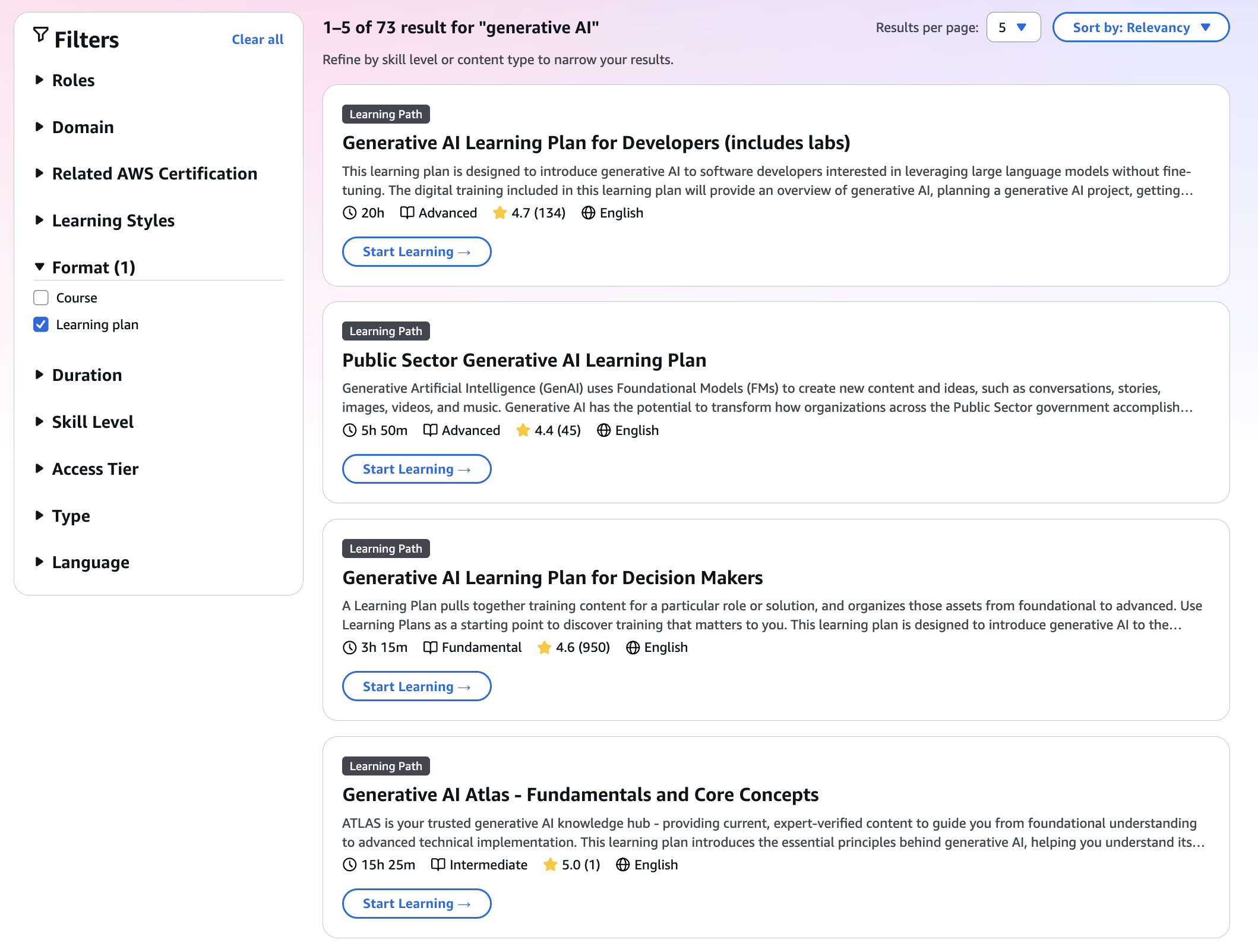 Generative AI Learning Plans